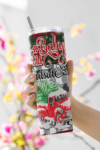 Baby It's Freakin Cold Outside Kisses 20 Oz Skinny Tumbler, Christmas Gnome Straight Template, Digital Download, sublimation graphics Sublimation CaldwellArt 
