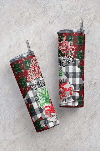 Baby It's Freakin Cold Outside Kisses 20 Oz Skinny Tumbler, Christmas Gnome Straight Template, Digital Download, sublimation graphics Sublimation CaldwellArt 