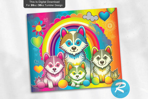 Baby Kids Wolve Huskie with Children 20 oz / 30 oz Tumbler PNG Sublimation Regulrcrative 