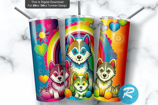 Baby Kids Wolve Huskie with Children 20 oz / 30 oz Tumbler PNG Sublimation Regulrcrative 