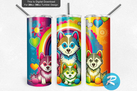 Baby Kids Wolve Huskie with Children 20 oz / 30 oz Tumbler PNG Sublimation Regulrcrative 