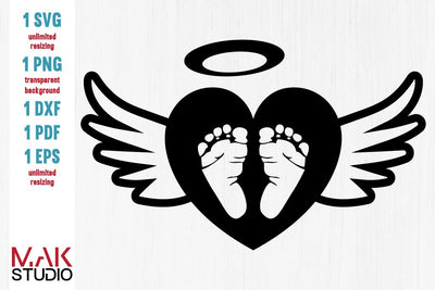 Baby memorial svg, Baby angel svg, Angel wings svg, Baby feet svg, Baby memorial cut file SVG MAKStudion 