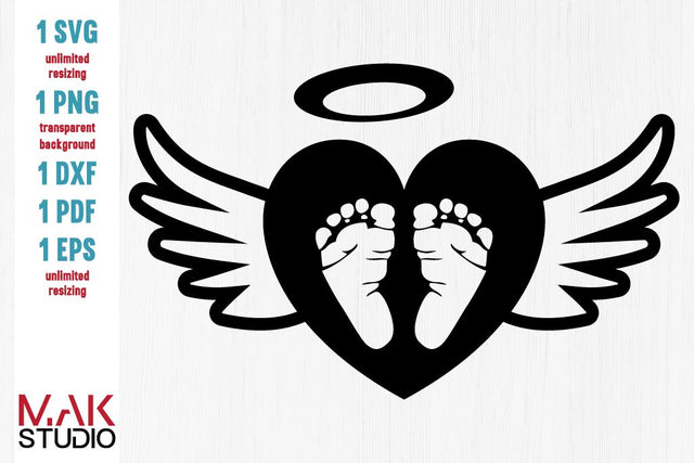 Baby memorial svg, Baby angel svg, Angel wings svg, Baby feet svg, Baby memorial cut file SVG MAKStudion 
