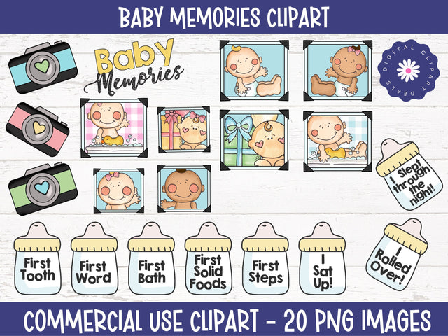 Baby Memories Clipart Set Sublimation Digital Clipart Deals 