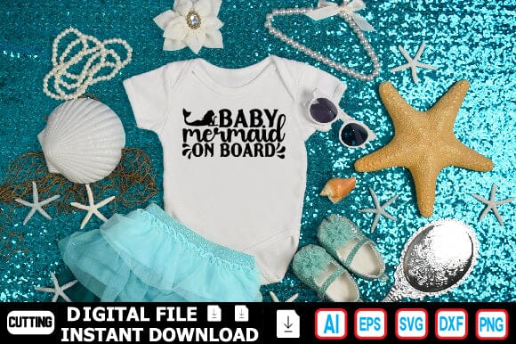 Baby Mermaid on Board SVG Craftlabsvg24 