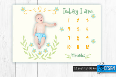 Baby Milestone Blanket SVG | Baby Blanket vol.1 SVG Fly Design 