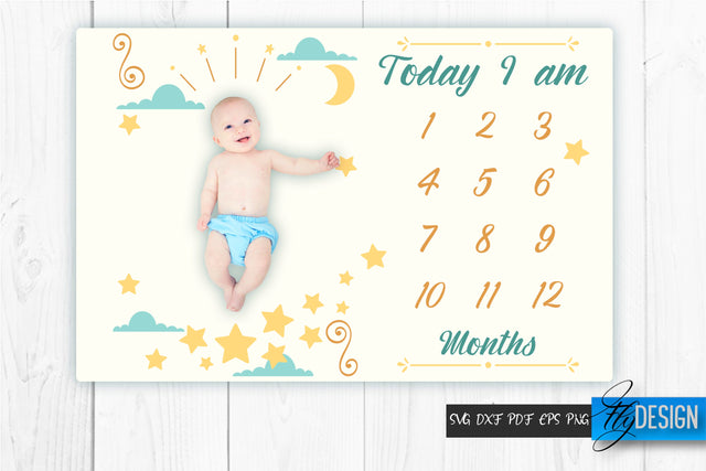 Baby Milestone Blanket SVG | Baby Blanket vol.2 SVG Fly Design 