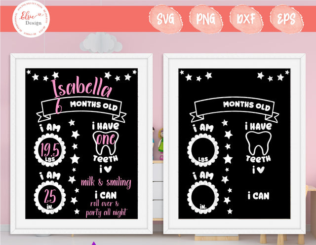 Baby Milestone Board - SVG, PNG, DXF, EPS SVG Elsie Loves Design 