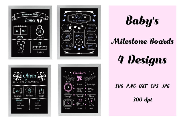 Baby Milestone Chalkboard Bundle SVG. Birthday Board Cut SVG Olga Terlyanskaya 