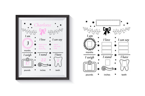 Baby Milestone Chalkboard SVG. Birthday Board Cut File SVG Olga Terlyanskaya 