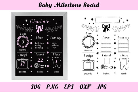 Baby Milestone Chalkboard SVG. Birthday Board Cut File SVG Olga Terlyanskaya 