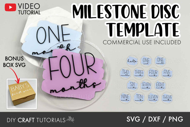 Baby Milestone Disc SVG - Brush Stroke SVG SVG DIY Craft Tutorials 