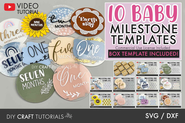 Baby Milestone Disc SVG Bundle 1 SVG DIY Craft Tutorials 