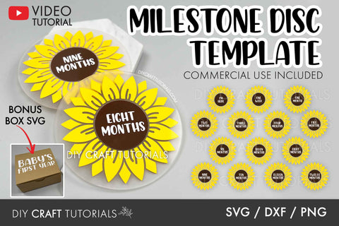 Baby Milestone Disc SVG - Sunflower SVG SVG DIY Craft Tutorials 