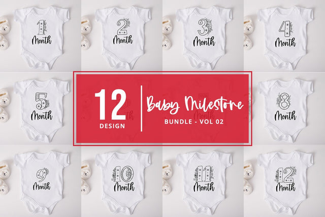Baby Milestone Floral SVG Cut File SVG SmmrDesign 