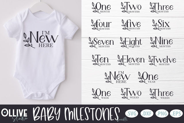 Baby Milestones Bundle | Baby Monthly Milestones SVG SVG Ollive Studio 