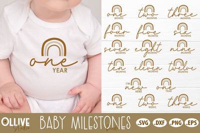 Baby Milestones Bundle SVG | Rainbow Milestones SVG SVG Ollive Studio 