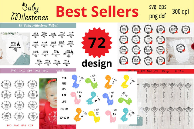 Baby Milestones SVG Bundle. Best Seller. Baby Months SVG Olga Terlyanskaya 