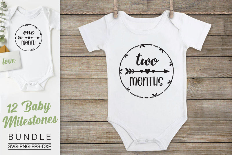 Baby Milestones Svg Bundle, Monthly Milestones Svg, Newborn Svg - So Fontsy