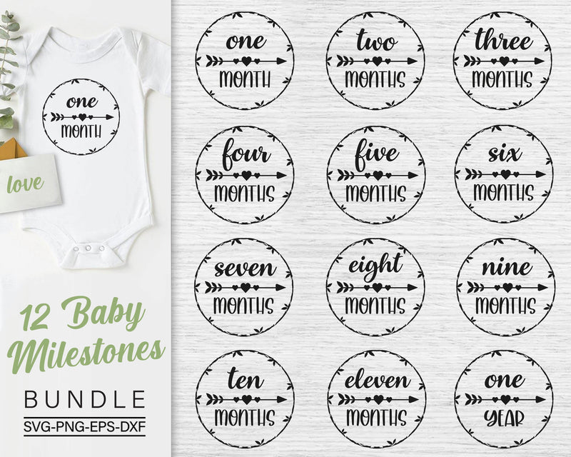 Baby Milestones Svg Bundle, Monthly Milestones Svg, Newborn Svg SVG SvgMonkeys 