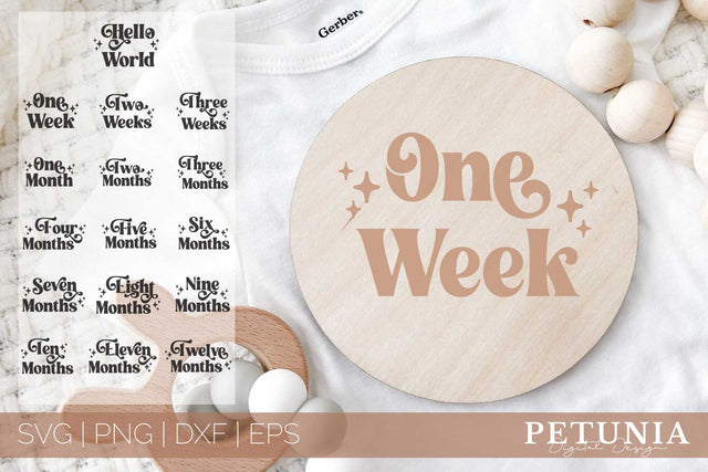 Baby Milestones SVG | Retro Baby Milestones SVG Bundle SVG Petunia Digital Design 