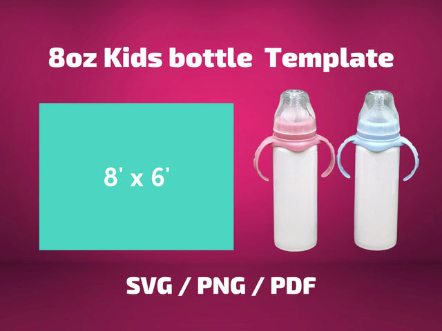 Baby Milk Bottle 8 oz tumbler template for sublimation SVG BambinaCreations 