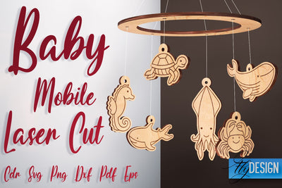 Baby Mobile Laser Cut SVG | Baby SVG Design | CNC Files SVG Fly Design 