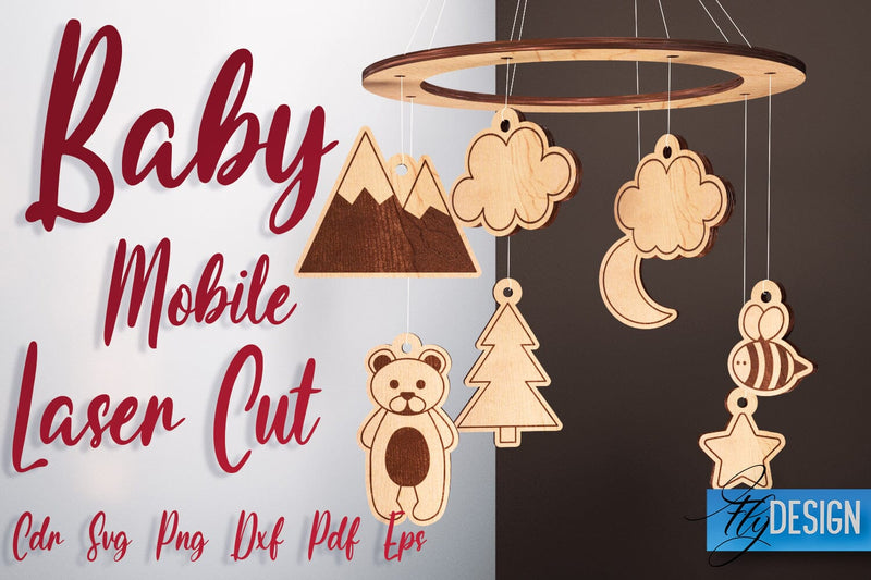 Baby Mobile Laser Cut SVG | Baby SVG Design | CNC Files SVG Fly Design 