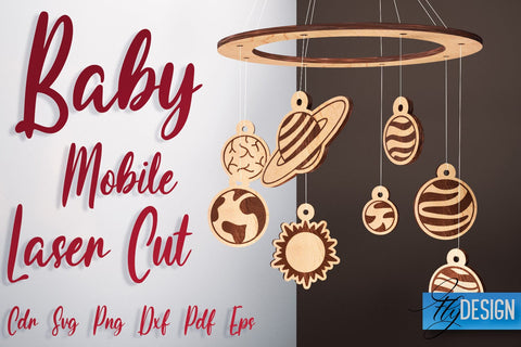 Baby Mobile Laser Cut SVG | Baby SVG Design | CNC Files SVG Fly Design 
