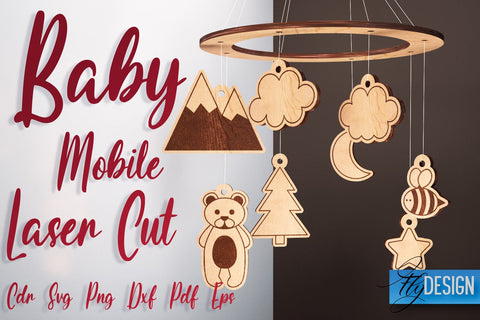 Baby Mobile Laser Cut SVG | Baby SVG Design | CNC Files SVG Fly Design 