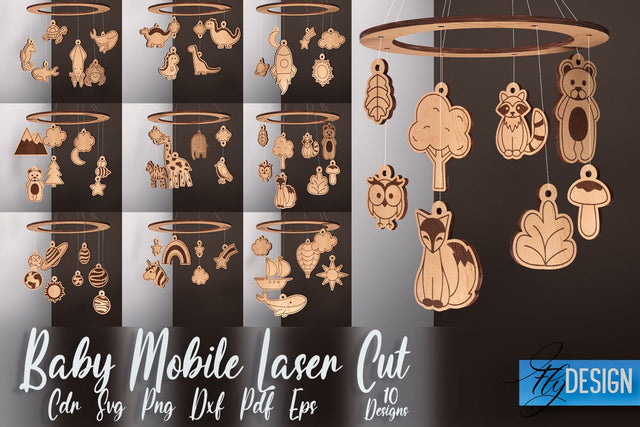 Baby Mobile Laser Cut SVG | Baby SVG Design | CNC Files SVG Fly Design 