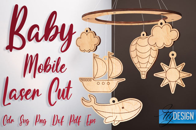 Baby Mobile Laser Cut SVG | Baby SVG Design | CNC Files SVG Fly Design 