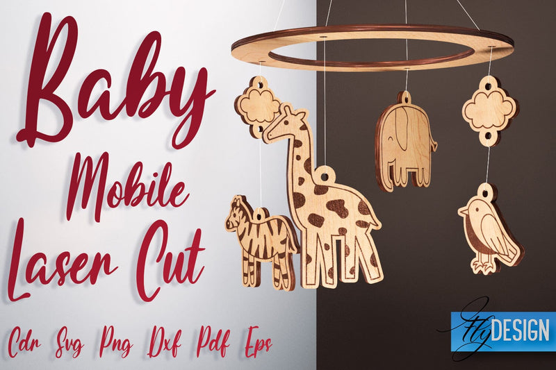 Baby Mobile Laser Cut SVG | Baby SVG Design | CNC Files SVG Fly Design 