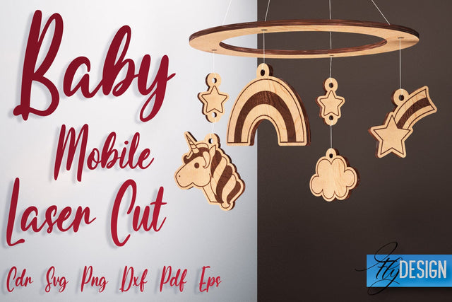 Baby Mobile Laser Cut SVG | Baby SVG Design | CNC Files SVG Fly Design 