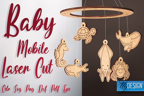 Baby Mobile Laser Cut SVG | Baby SVG Design | CNC Files SVG Fly Design 