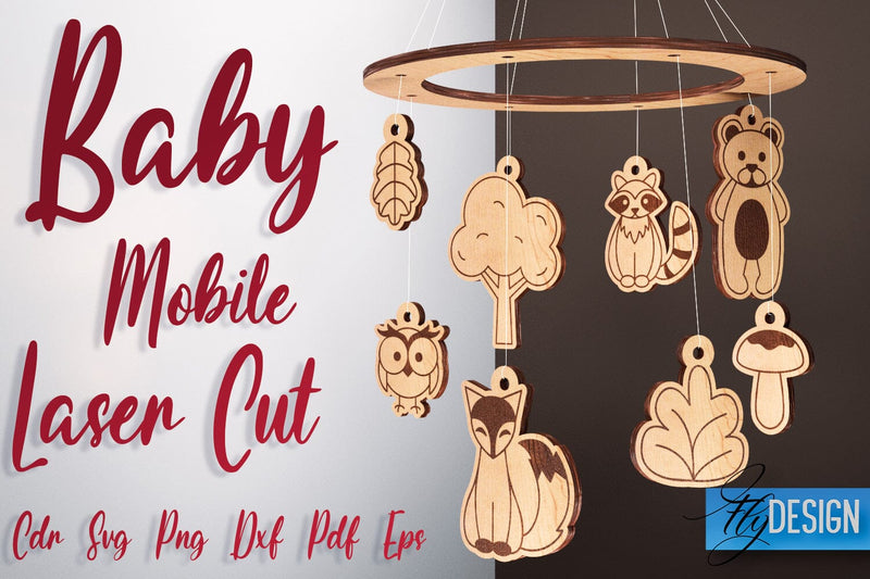 Baby Mobile Laser Cut SVG | Baby SVG Design | CNC Files SVG Fly Design 