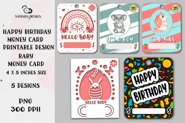 Baby Money cards. Baby Shower Money card Gift PNG. Sublimation Samaha Design 