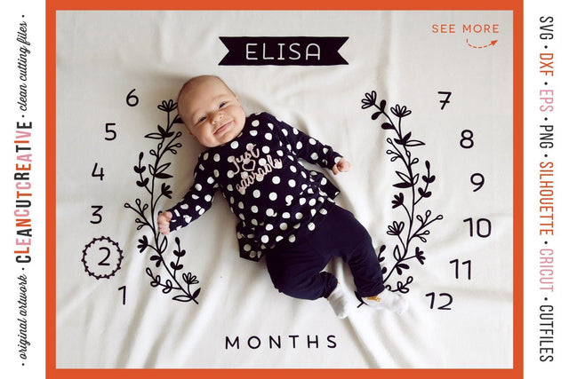 Baby Monthly Milestone Blanket - SVG design for crafters SVG CleanCutCreative 