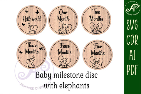 Baby monthly milestone discs SVG Bundle elephant theme SVG APInspireddesigns 