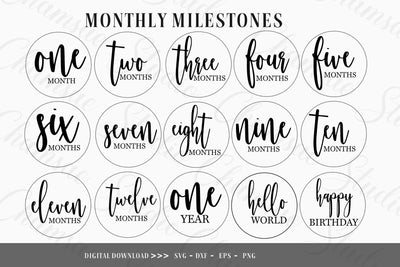 Baby Monthly milestone svg, Milestone discs svg, Baby Milestone SVG, New Born Svg SVG Chamsae Studio 