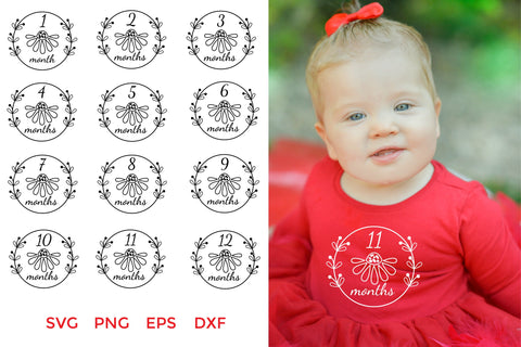 Baby Monthly Milestone Wreath SVG. Baby Milestone SVG Bundle SVG Olga Terlyanskaya 
