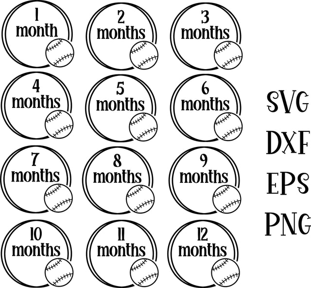 Baby months/milestones Baseball SVG Calico Creations Svg 