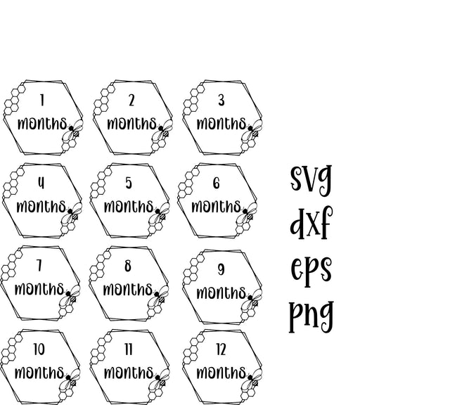 Baby months/milestones Bees SVG Calico Creations Svg 