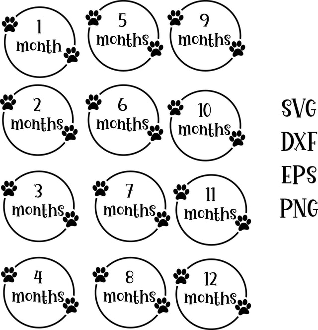 Baby months/milestones Paw prints SVG Calico Creations Svg 