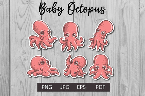 Baby Octopus sticker printable clipart SVG dadan_pm 