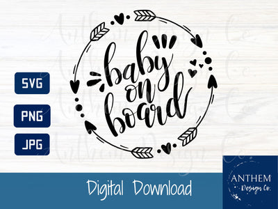 Baby on Board svg, baby decal, new baby car cut file SVG Anthem Design Company 