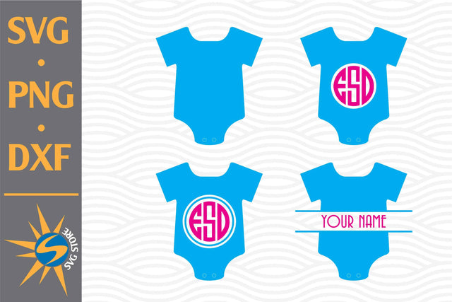 Baby Onesie Monogram SVG, PNG, DXF Digital Files Include SVG SVGStoreShop 