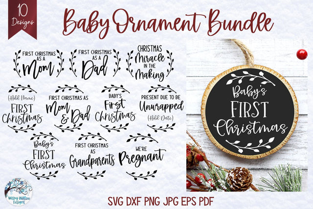 Baby Ornament SVG Bundle SVG Wispy Willow Designs 