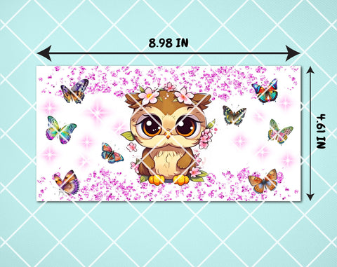 Baby Owl Sippy Cup Wrap, 12oz Sippy Cup Sublimation Design, Little Owl Sippy Cup PNG Sublimation HappyDesignStudio 