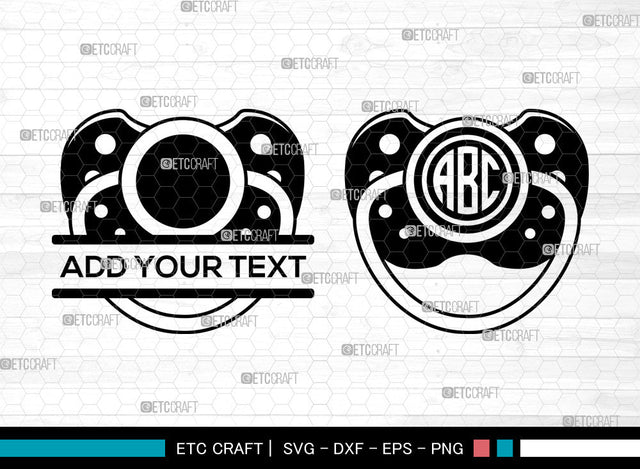 Baby Pacifier Monogram SVG, Baby Shower svg, Pacifier Svg, Binky Svg, Baby Nipple Svg, Soother Svg, Split Monogram Svg SVG ETC Craft 
